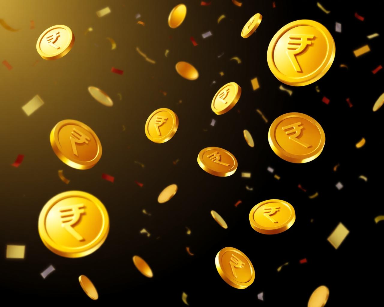 Golden Indian Rupee coins celebrating Reddyanna welcome bonus and rewards