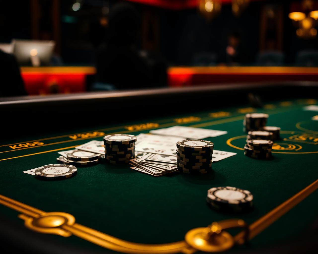 Casino table with cards and chips for Reddyanna casino games